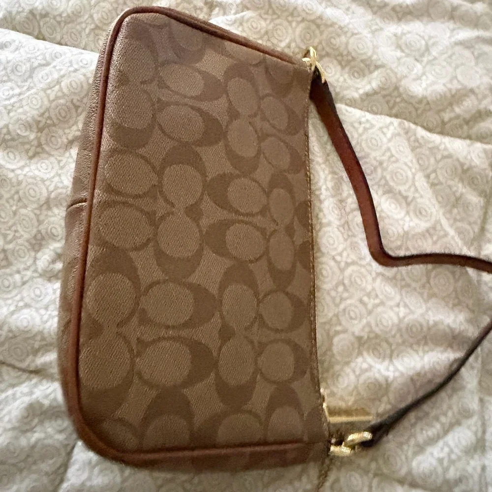 Coach Tan and Brown Signature Crossbody Bag